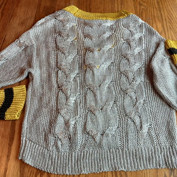 Rag & Bone Metallic Silver Emma V Neck Sweater Size S Academia Preppy Old Money - Picture 5 of 14